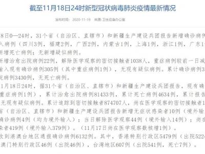 國家衛(wèi)健委：11月18日新增確診病例12例均為境外輸入病例