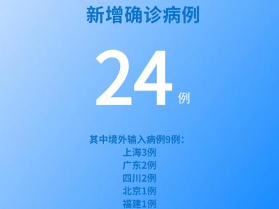 國(guó)家衛(wèi)健委：6月2日新增新冠肺炎確診病例24例其中本土病例15例