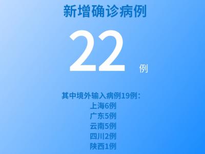 國(guó)家衛(wèi)健委：7月4日新增新冠肺炎確診病例22例其中本土病例3例