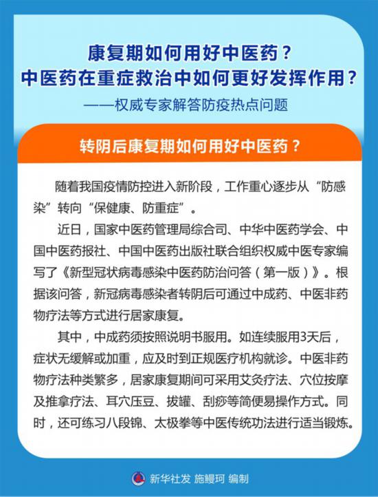 康復(fù)期如何用好中醫(yī)藥？中醫(yī)藥在重癥救治中如何更好發(fā)揮作用？——權(quán)威專家解答防疫熱點(diǎn)問題